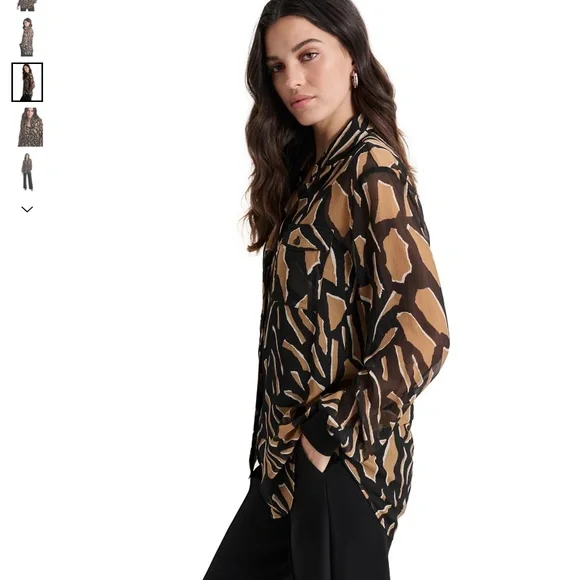 DKNY Women's Printed Button-Front Long-Sleeve Shirt - Picture 4 of 9